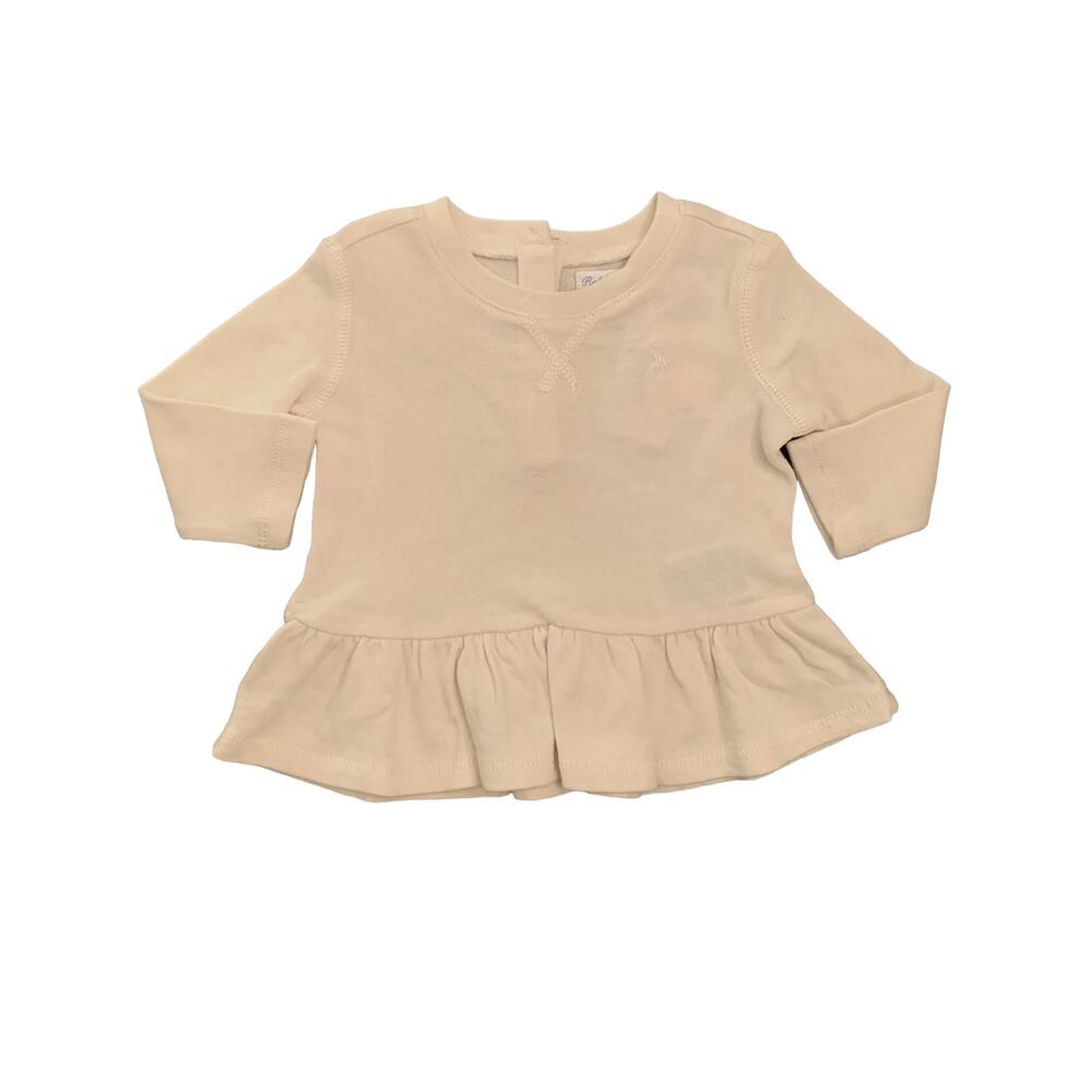 NWT! Ralph Lauren Long Sleeve Cream Shirt with Ruffle. Size 6m. *READ*